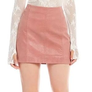 Free People Pink Vegan Leather Mini Skirt, Size: 12